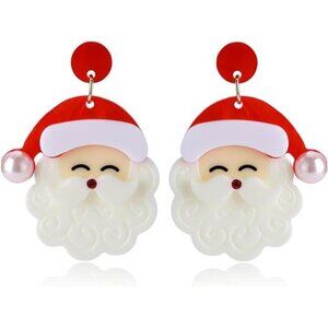Red Santa Claus Dangle Earrings Christmas Accessories Holiday Jewelry Xmas Gift